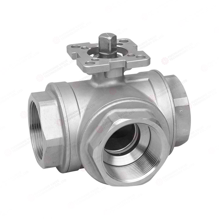 Three-way high platform ball valve